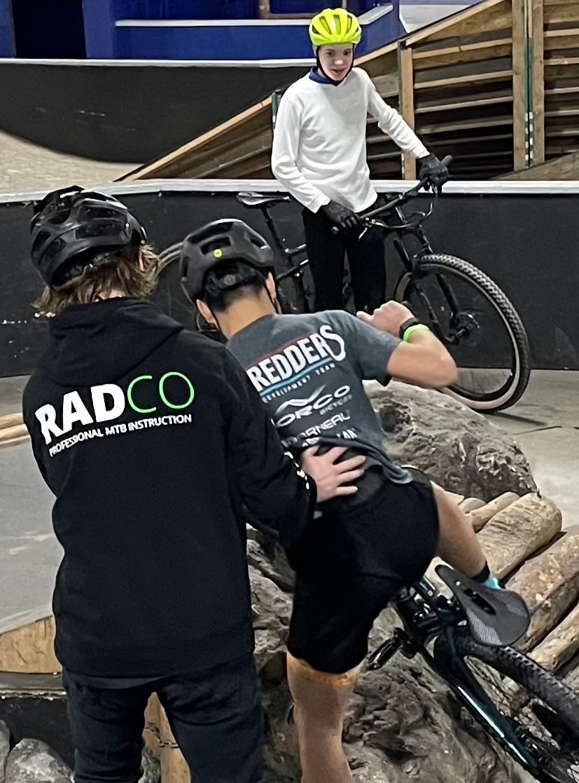 Mountain bike lessons Durham Shredders Joyride 150 back